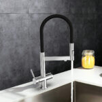 Shurity 390 Rubinetto da cucina con Doccetta in gomma senza metalli pesanti 3 vie Cromo/Nero - immagine 3