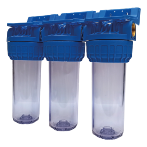 Shurity Kit tripla filtrazione Completo 3 pezzi 9”3/4 IN-OUT 3/4“ trasparente