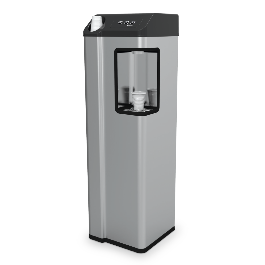 Dispenser Acqua a Colonnina Aquality Pou 28 CHWG (Premium) con  refrigeratore 3 vie acqua fredda liscia + fredda gasata + calda