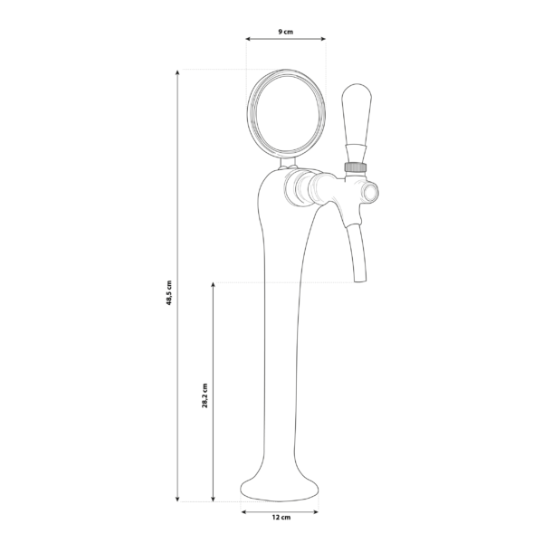 Shurity Ice Colonnina meccanica  1 via con medaglioni ricircolo acqua rubinetto con compensatore dorata - immagine 2