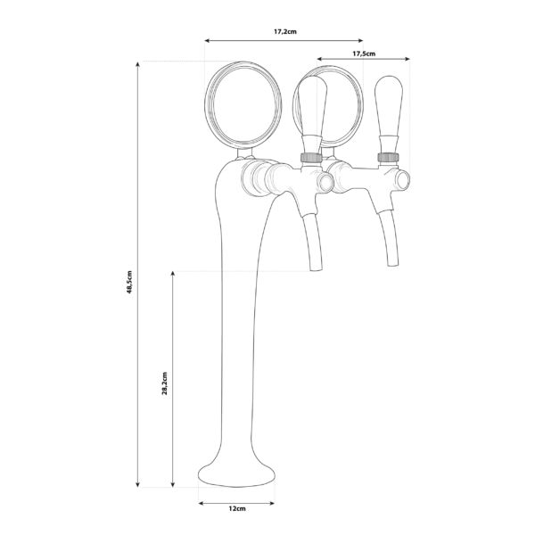 Shurity Ice Colonnina meccanica 2 vie con medaglioni rubinetto con compensatore cromata - immagine 2
