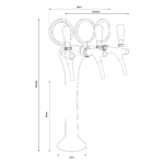 Shurity Ice Colonnina meccanica 3 vie con medaglioni rubinetto con compensatore cromata - immagine 2