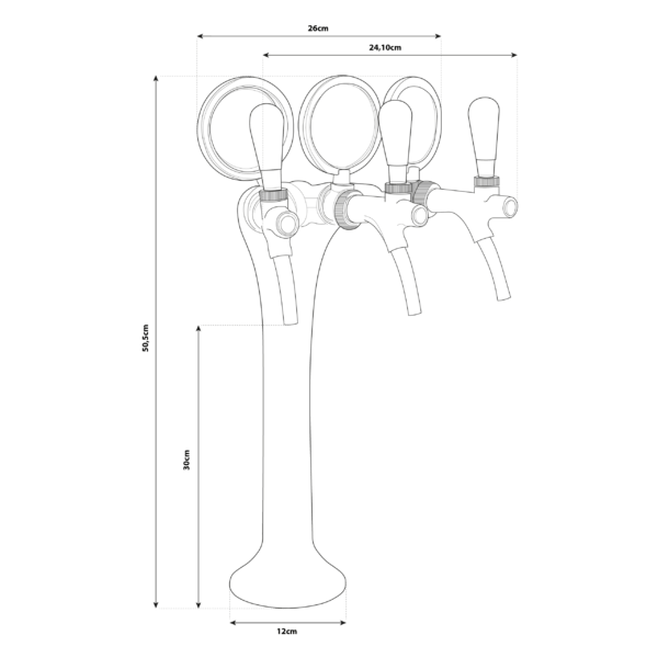 Shurity Ice Colonnina meccanica 3 vie con medaglioni rubinetto con compensatore cromata - immagine 2