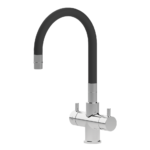 Shurity Snake Rubinetto da cucina Sottofinestra con canna snodabile 4 vie Cromo/Nero