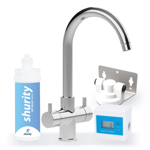 Shurity Kit Microfiltrazione acqua con filtro Sky Blue Small con Rubinetto unico 3 Vie Modello Verona Cromo - Acqua Liscia