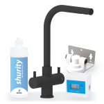 Shurity Kit Microfiltrazione acqua con filtro Sky Blue Small con Rubinetto unico 3 Vie Modello Sorrento Nero Opaco - Acqua Liscia