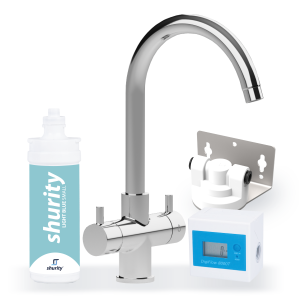 Shurity Kit Ultrafiltrazione acqua con filtro Light Blue Small con Rubinetto unico 3 Vie Modello Verona Cromo - Acqua Liscia