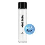 Pack 5pz. - Bottiglia Shurity Tube 75cl. Personalizzata Trasparente Acqua Gassata con Tappo Nero