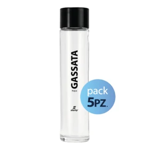Pack 5pz. - Bottiglia Shurity Tube 75cl. Personalizzata Trasparente Acqua Gassata con Tappo Nero