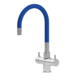 Shurity Snake Rubinetto da cucina Sottofinestra con canna snodabile 3 vie Cromo/Blue