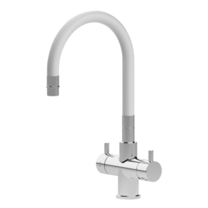 Shurity Snake Rubinetto da cucina Sottofinestra con canna snodabile 5 vie 3/8” Cromo/Bianco