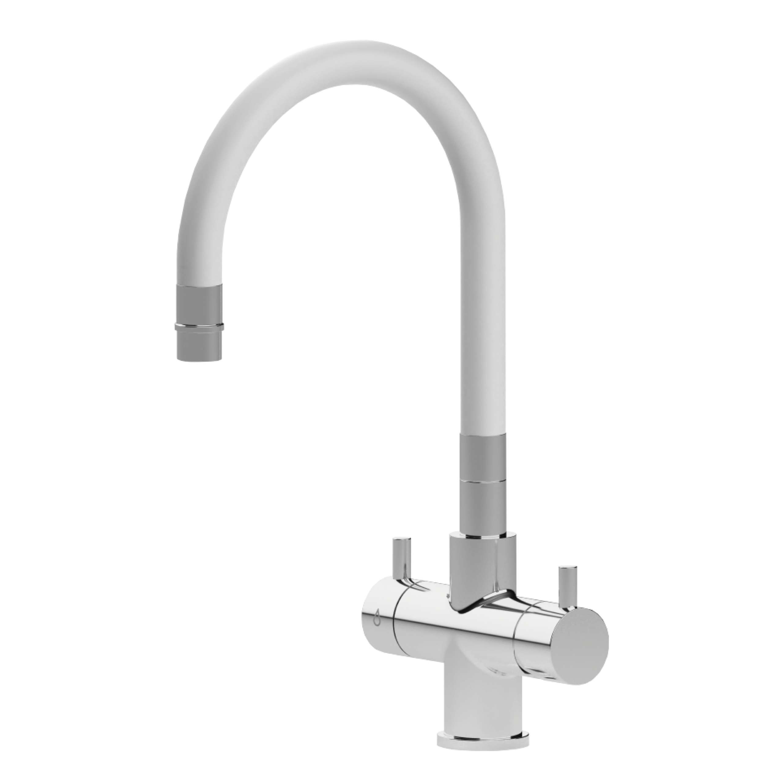 SNAKE-CW Shurity Snake Rubinetto da cucina Sottofinestra con canna snodabile 4 vie Cromo/Bianco - immagine 1