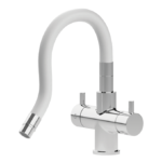 Shurity Snake Rubinetto da cucina Sottofinestra con canna snodabile 4 vie Cromo/Bianco - immagine 2