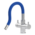 Shurity Snake Rubinetto da cucina Sottofinestra con canna snodabile 3 vie Cromo/Blue - immagine 2