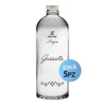 Pack 5pz. - Bottiglia Shurity Puffy 75cl. Personalizzata Trasparente Acqua Gassata con Tappo Argento