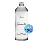 Pack 10pz. - Bottiglia Puffy 75cl. Personalizzata Trasparente Acqua Gassata con Tappo Argento (NO LOGO SHURITY)