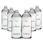 Pack Misto 6pz. - Bottiglia Puffy 75cl. Personalizzata Trasparente Acqua Liscia / Acqua Gassata con Tappo Argento (NO LOGO SHURITY)