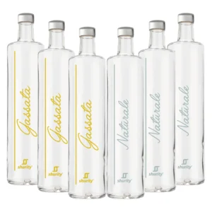 Pack Misto 6pz. - Bottiglia Shurity Classic 75cl. Personalizzata Trasparente Acqua Liscia / Acqua Gassata con Tappo Argento
