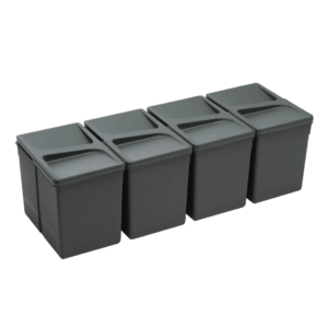 Set 4Pz. - Shurity Dif Dresser Pattumiera raccolta differenziata per base cassettone 15Lt. - h.266mm