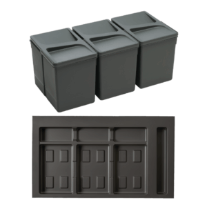 Pack Completo - Shurity Dif Dresser N.3 Pattumiere raccolta differenziata 15Lt. h.266mm con base cassettone 900mm.