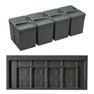 Pack Completo - Shurity Dif Dresser N.4 Pattumiere raccolta differenziata 15Lt. h.266mm con base cassettone 1200mm.