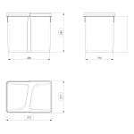 Pack Completo - Shurity Dif Dresser N.4 Pattumiere raccolta differenziata 15Lt. h.266mm con base cassettone 1200mm. - immagine 3