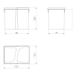 Set 3Pz. - Shurity Dif Dresser Pattumiera raccolta differenziata 15Lt. per base cassettone - h.266mm - immagine 2