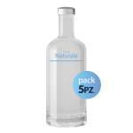 Pack 5pz. - Bottiglia Basic 75cl. Personalizzata Trasparente Acqua Liscia con Tappo Argento  (NO LOGO SHURITY)