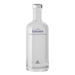 Bottiglia Shurity Basic 75cl. Personalizzata Trasparente Acqua Gassata con Tappo Argento
