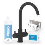 Shurity Kit Microfiltrazione acqua filtro Sky Blue Small con Rubinetto unico 3 Vie Modello Verona Nero Opaco - Acqua Liscia