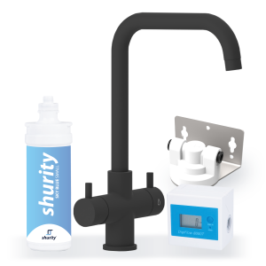 Shurity Kit Microfiltrazione acqua filtro Sky Blue Small con Rubinetto unico 3 Vie Modello Monza Nero Opaco - Acqua Liscia