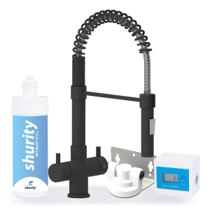 Shurity Kit Microfiltrazione acqua filtro Sky Blue Small con Rubinetto unico 3 Vie Modello Milano Nero Opaco - Acqua Liscia