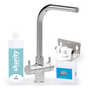 Shurity Kit Ultrafiltrazione acqua  filtro Light Blue Small con Rubinetto unico 3 Vie Modello Sorrento Cromo - Acqua Liscia