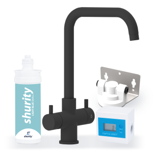Shurity Kit Ultrafiltrazione acqua filtro Light Blue Small con Rubinetto unico 3 Vie Modello Monza Nero Opaco - Acqua Liscia