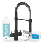 Shurity Kit Ultrafiltrazione acqua filtro Light Blue Small con Rubinetto unico 3 Vie Modello Milano Nero Opaco - Acqua Liscia