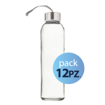Pack 12pz. - Borraccia Elegance in vetro 500ml. Con Tappo Argento