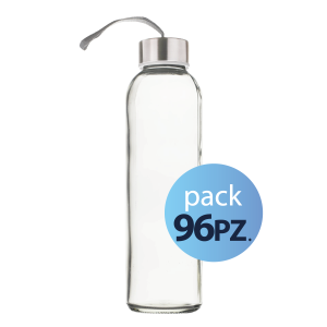 Pack 96pz. - Borraccia Elegance in vetro 500ml. Con Tappo Argento