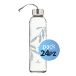 Pack 24pz. - Shurity Elegance Borraccia in vetro 500ml. Con Tappo Argento