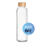Pack 6pz. - Borraccia in vetro Elegance in vetro 500ml. Con Tappo in Plastica
