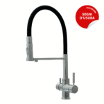 Shurity 460 Rubinetto da cucina con Doccetta in gomma 4 vie 3/8” Cromo/Nero – Prodotto con segni d’usura