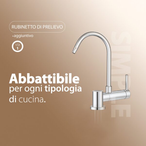 Shurity Simple Rubinetto di Prelievo 1 Via Abbattibile Sottofinestra per Depuratori d’acqua 1/4” Cromo - immagine 3