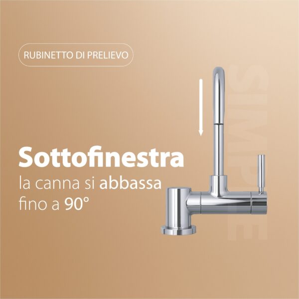 Shurity Simple Rubinetto di Prelievo 1 Via Abbattibile Sottofinestra per Depuratori d’acqua 1/4” Cromo - immagine 4