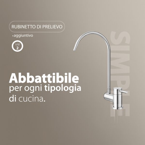 Shurity Simple Rubinetto di Prelievo 2 Vie Abbattibile Sottofinestra per Depuratori d’acqua 1/4” Bianco - immagine 3