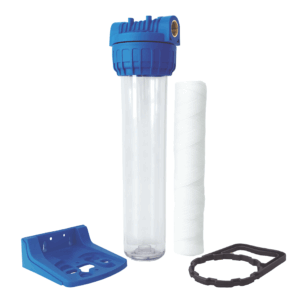 Shurity Kit Filtrazione Completo 3 pezzi 20” IN-OUT 1/2“ Trasparente