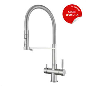 Shurity 560 Rubinetto da cucina con Doccetta in gomma 5 vie 3/8” Nickel Spazzolato – Prodotto con segni d’usura