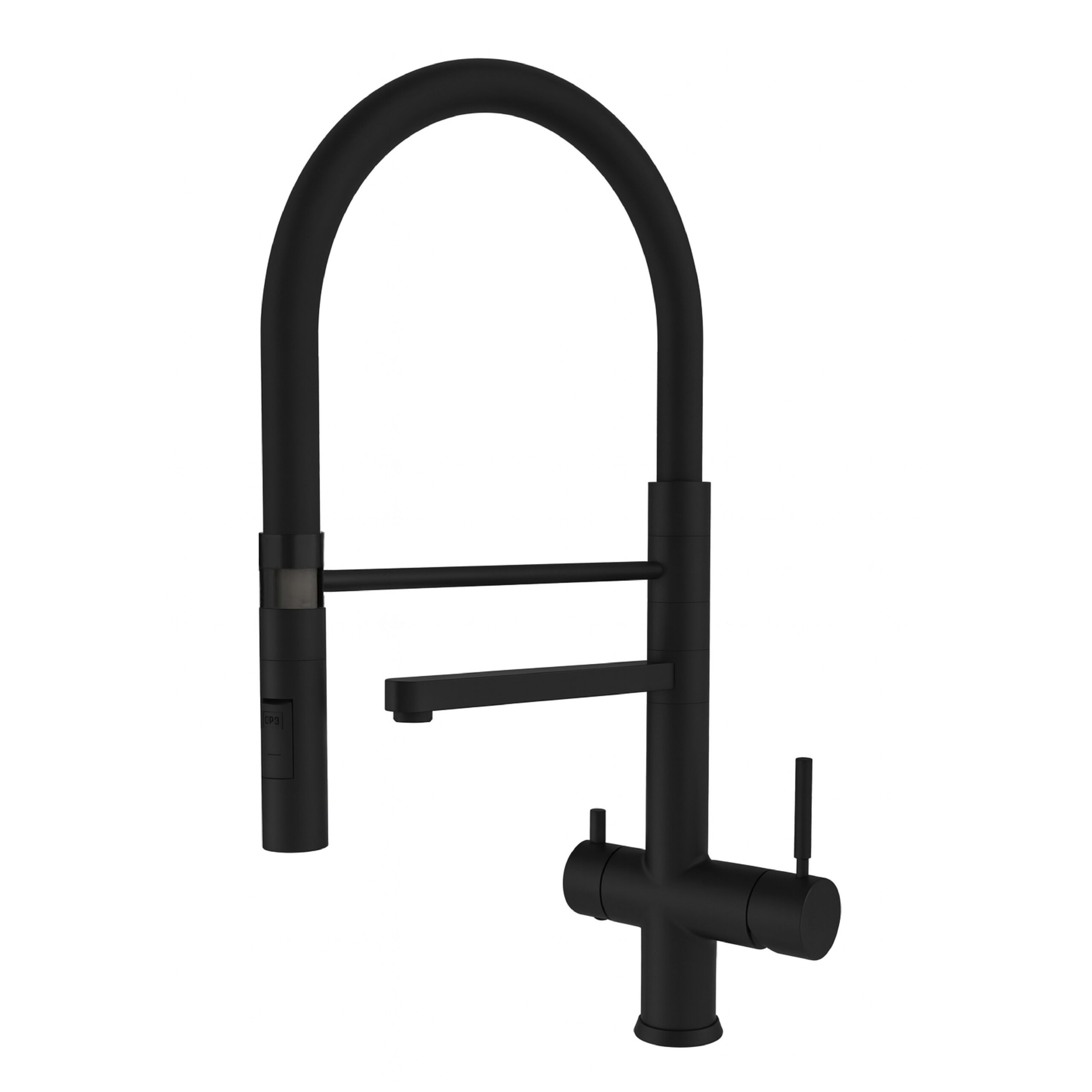 Shurity 580 Rubinetto da cucina con Doccetta in gomma 5 vie Acciaio Inox Senza metalli pesanti 3/8” Nero Opaco