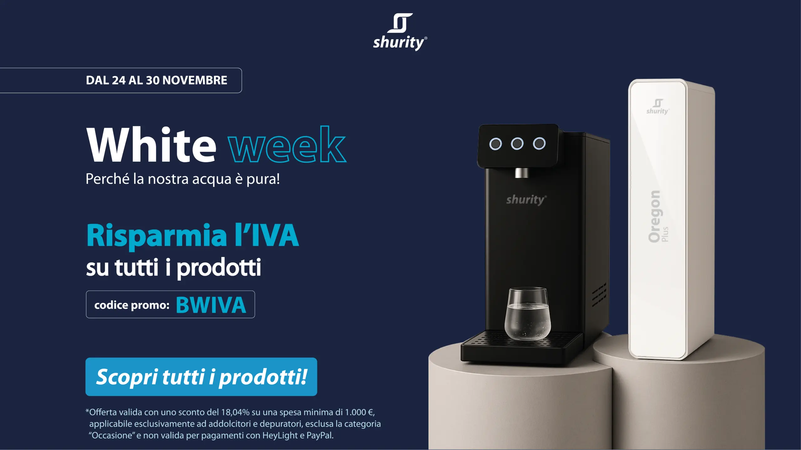 BANNER PROMOZIONE BLACK FRIDAY DAL 24 AL 30 NOVEMBRE SUI ADDOLCITORI E DEPURATORI SHURITY