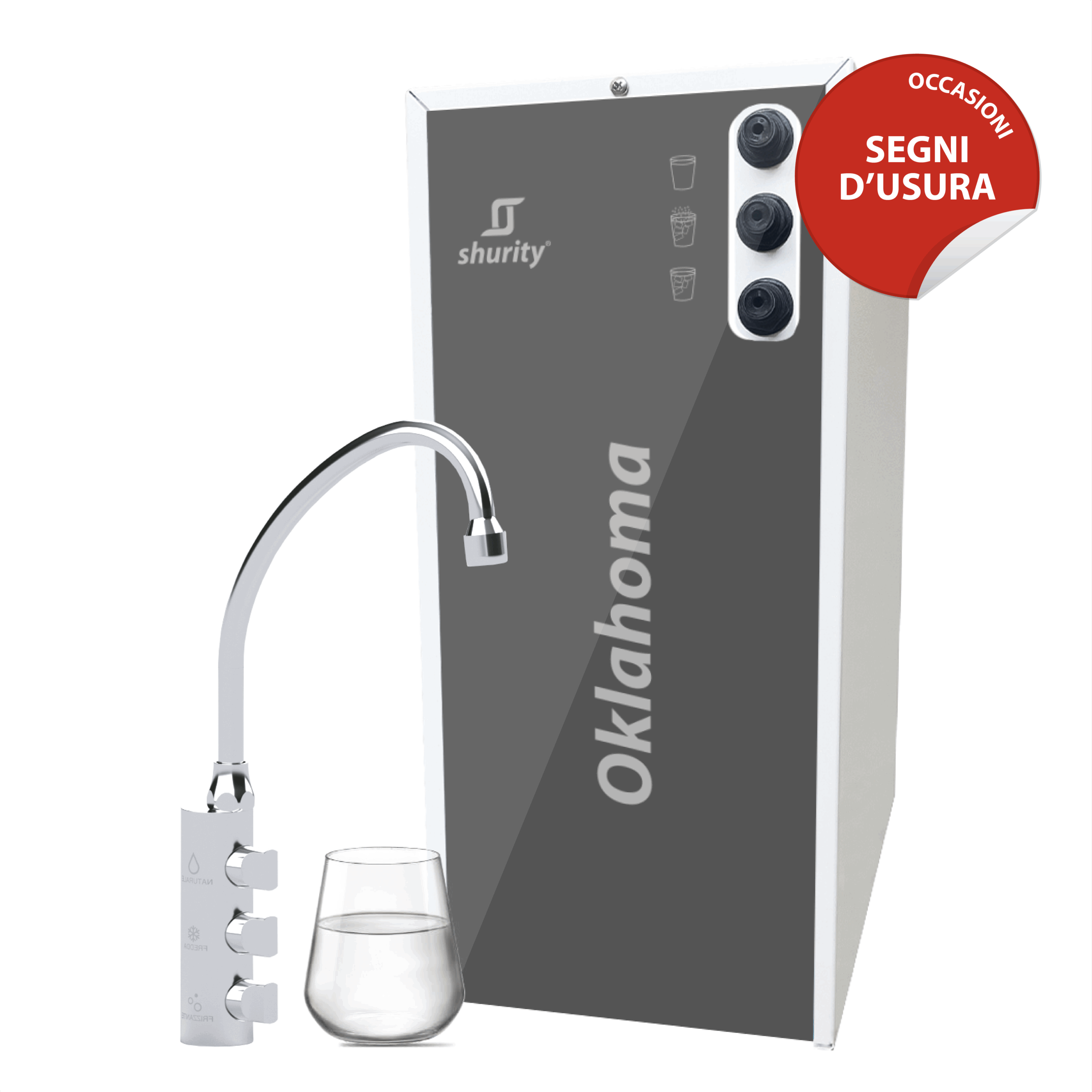 Shurity Oklahoma Refrigeratore acqua con Osmosi Inversa diretta Sottolavello - 3 vie, Liscia, Gassata e Fredda – Prodotto con segni d’usura