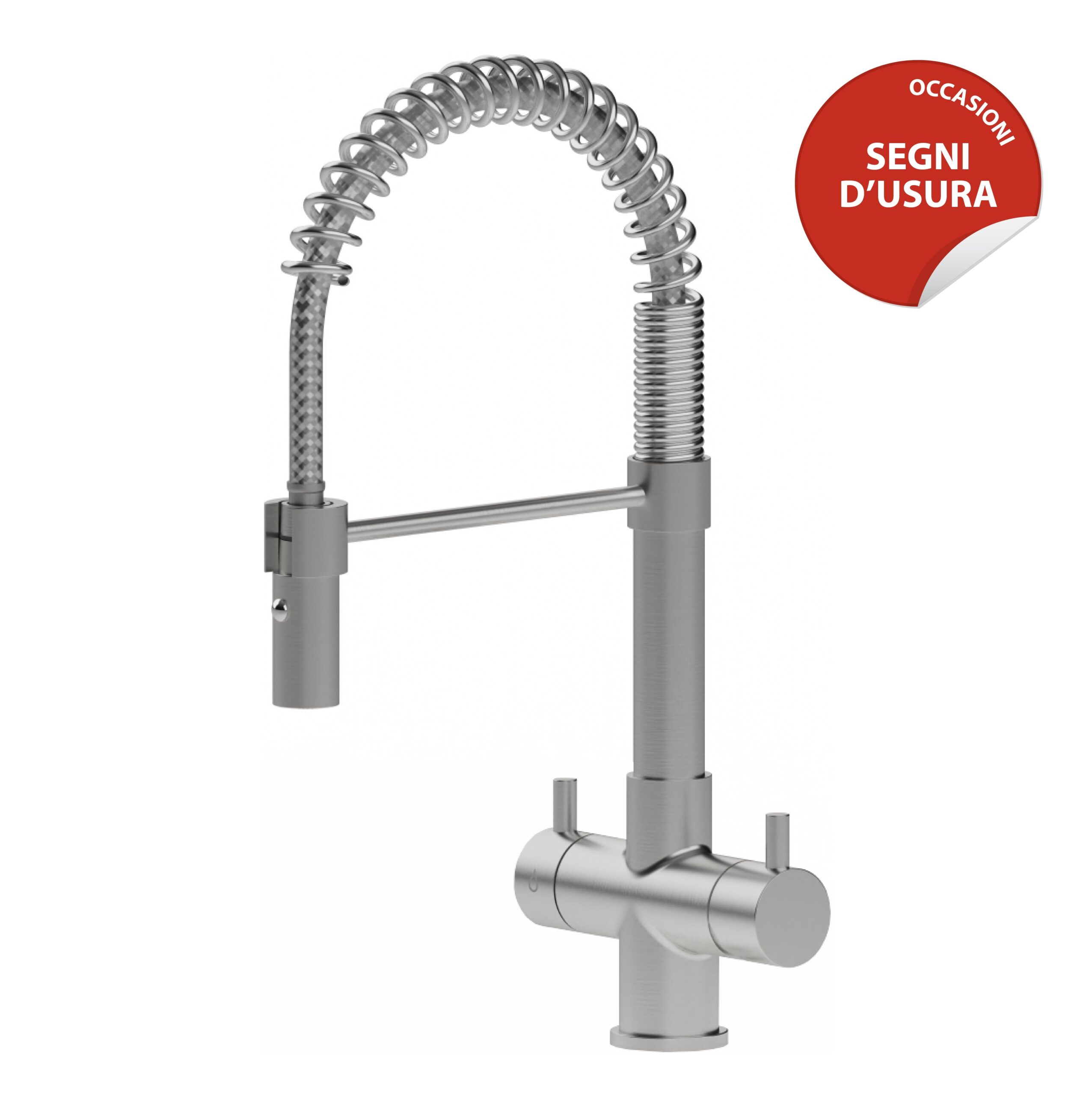 Shurity Milano Rubinetto da cucina a molla 4 vie 3/8” Nickel Spazzolato – Prodotto con segni d’usura