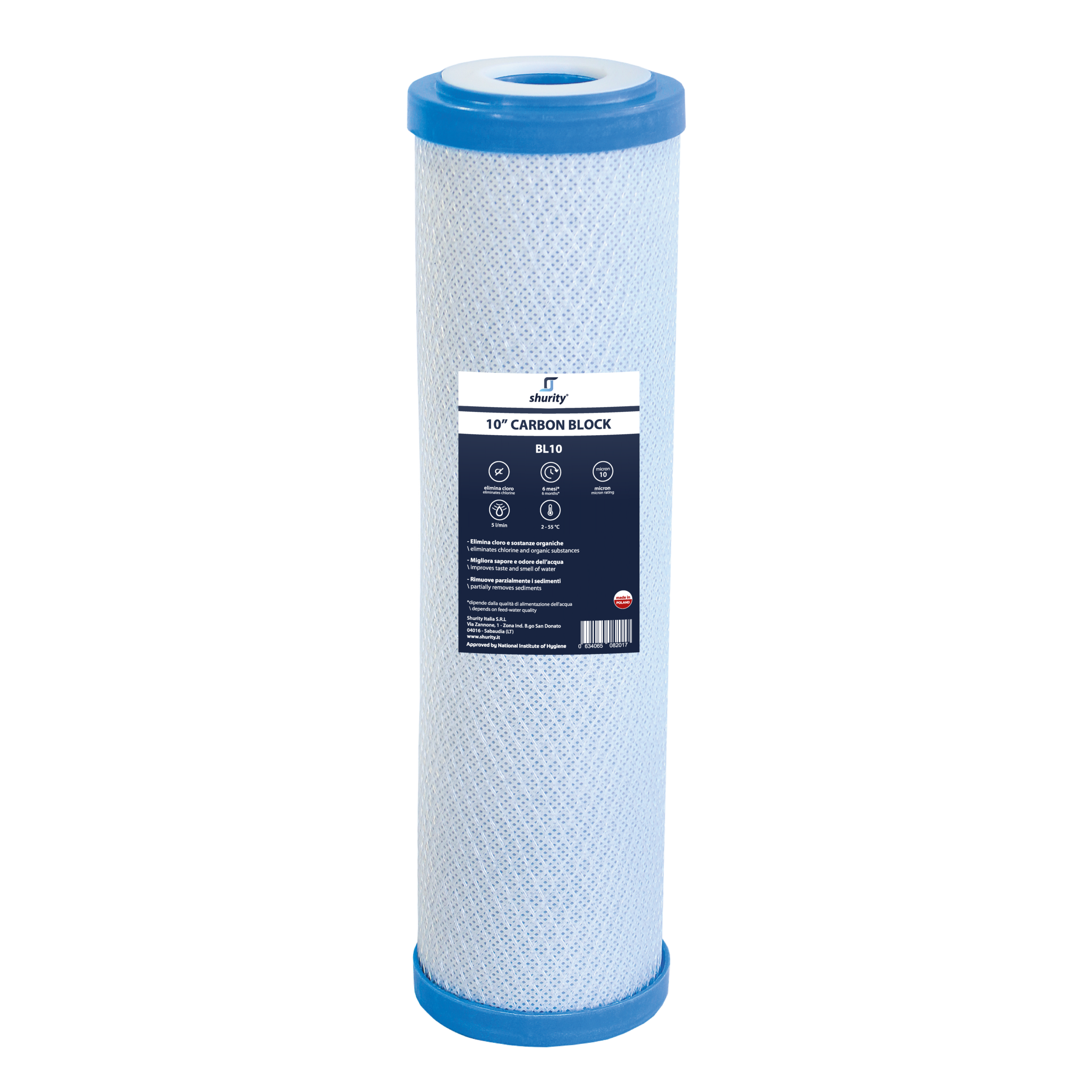 Shurity Water Filter Cartuccia Carbon Block 10 Pollici - 10 Micron